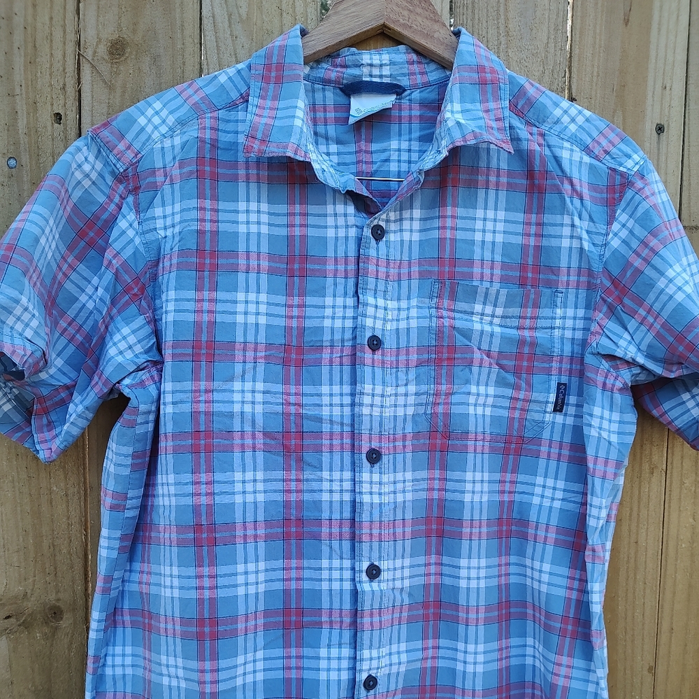 Men's Columbia plaid button down dress shirt size M